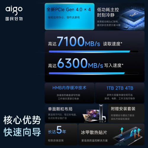 愛國者（aigo）2TB SSD固態(tài)硬盤 M.2接口(NVM
